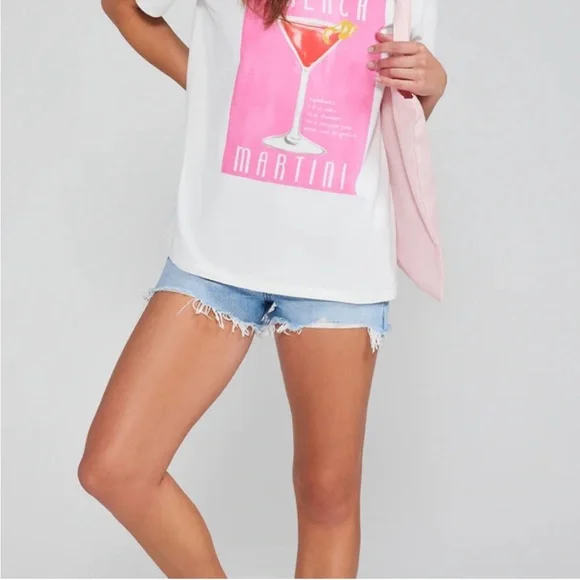 Wildfox Boutique French Martini Graphic Tee Shirt Top Small - Picture 2 of 7